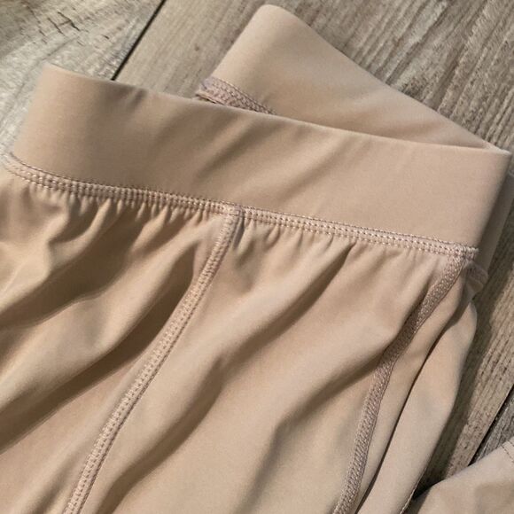 WILL IT NYLON LEGGINGS CAMEL COLORED W DIP POCKETS & suede knees size XL - Picture 3 of 9